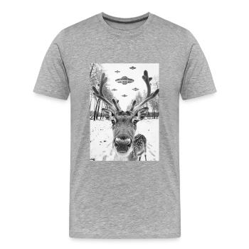 Renne selfie OVNI - T-shirt bio Premium Homme - gris chiné - Devant - Damien (186cm)