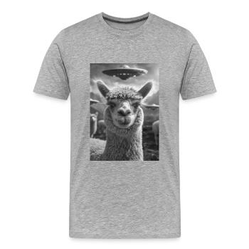 Ovni Selfie Alpaga - T-shirt bio Premium Homme - gris chiné - Devant - Damien (186cm)