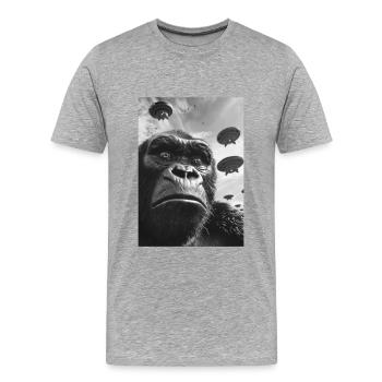 Gorille selfie OVNI - T-shirt bio Premium Homme - gris chiné - Devant - Damien (186cm)
