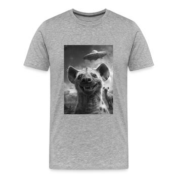 Hyène OVNI Selfie - T-shirt bio Premium Homme - gris chiné - Devant - Damien (186cm)