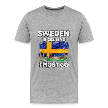 Suède - T-shirt bio Premium Homme - gris chiné - Devant - Damien (186cm)