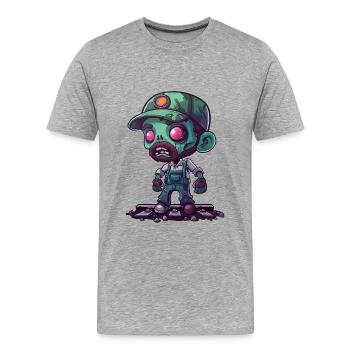Halloween des cheminots - T-shirt bio Premium Homme - gris chiné - Devant - Damien (186cm)