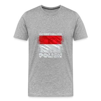 Polen - Männer Premium Bio T-Shirt - Grau meliert - Vorne - Damien (186cm)