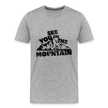 Rendez-vous à la montagne - Randonnée - Cadeau - T-shirt bio Premium Homme - gris chiné - Devant - Damien (186cm)