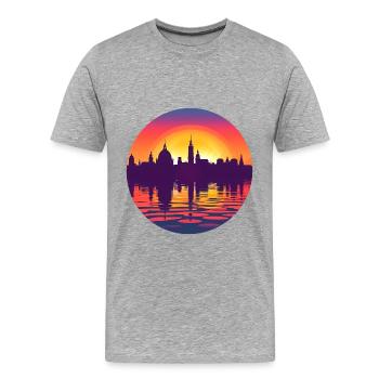 Halle Skyline - Männer Premium Bio T-Shirt - Grau meliert - Vorne - Damien (186cm)