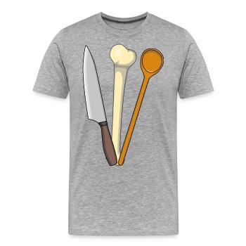 Cuillère de cuisine de viande Couteau de cuisine en os - T-shirt bio Premium Homme - gris chiné - Devant - Damien (186cm)