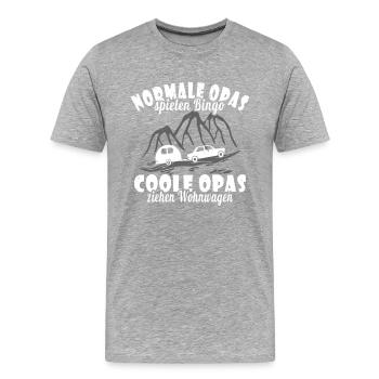 Cooler Opa Camping Wohnwagen - Männer Premium Bio T-Shirt - Grau meliert - Vorne - Damien (186cm)