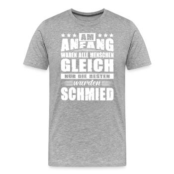 Am Anfang Waren Alle Menschen Gleich Schmied - Männer Premium Bio T-Shirt - Grau meliert - Vorne - Damien (186cm)