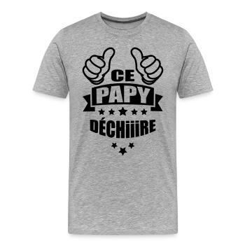 ce papy déchire - T-shirt bio Premium Homme - gris chiné - Devant - Damien (186cm)