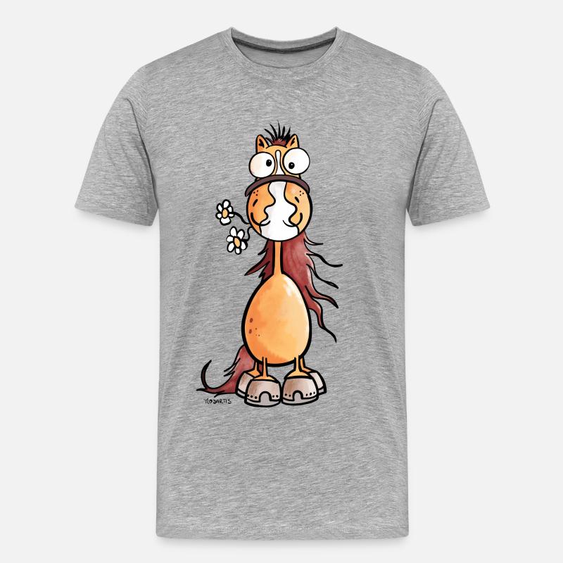 Da steht ein Pferdchen - Männer Premium Bio T-Shirt - Grau meliert