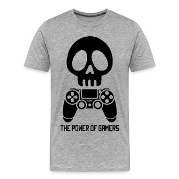 Le pouvoir du jeu vidéo (noir) - T-shirt bio Premium Homme - gris chiné - Devant - Damien (186cm)