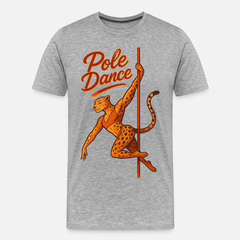 Pole Dance Leopardin Poledancerin Geschenk - Männer Premium Bio T-Shirt - Grau meliert