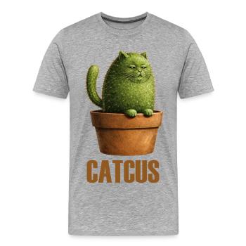 Catcus – Stachelige Katzenkaktus-Liebe - Männer Premium Bio T-Shirt - Grau meliert - Vorne - Damien (186cm)
