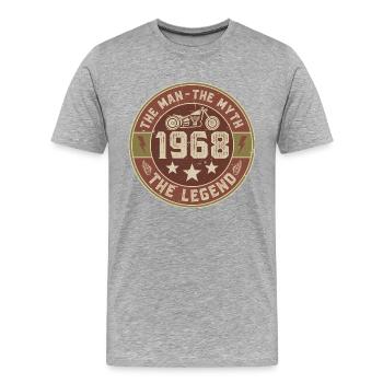 1968 Vintage Man Myth Legend Motorcycle Biker - Men's Premium Organic T-Shirt - heather grey - Front - Damien (186cm)
