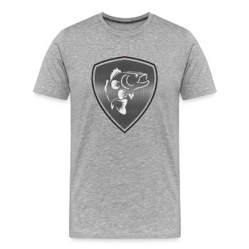 Pêche au sandre - T-shirt bio Premium Homme - gris chiné - Devant - Damien (186cm)