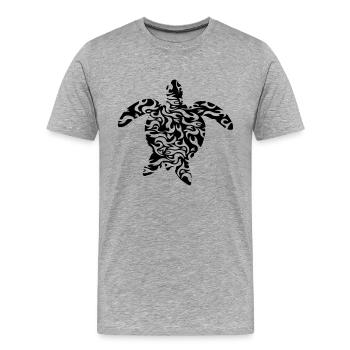 muster cool meeresschildkroete silhouette umriss s - Männer Premium Bio T-Shirt - Grau meliert - Vorne - Damien (186cm)