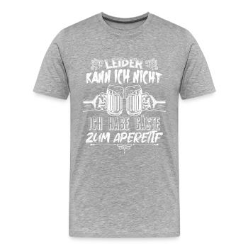 Leider kann ich nicht ich habe gäste zum aperetif - Männer Premium Bio T-Shirt - Grau meliert - Vorne - Damien (186cm)