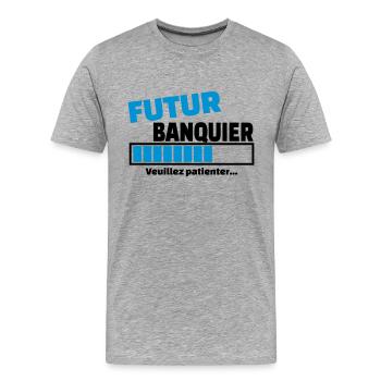 futur banquier - T-shirt bio Premium Homme - gris chiné - Devant - Damien (186cm)