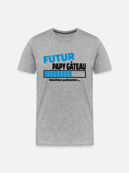 futur papy gâteau - T-shirt bio Premium Homme - gris chiné