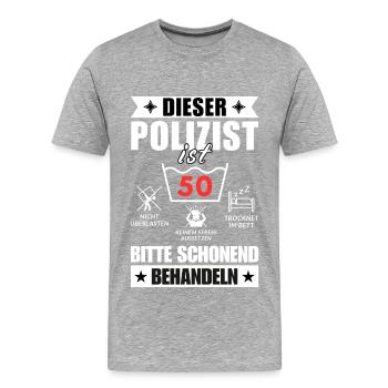 Dieser Polizist ist 50. Schonend behandeln - Männer Premium Bio T-Shirt - Grau meliert - Vorne - Damien (186cm)