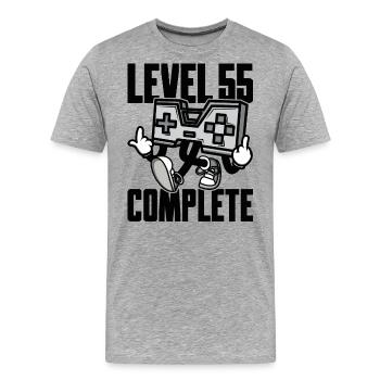 Level 55 Complete Geburtstagsgeschenk 55 Jahre - Männer Premium Bio T-Shirt - Grau meliert - Vorne - Damien (186cm)