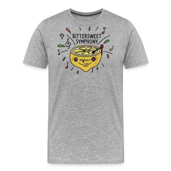 Zitrone / Musik / Plattenspieler / DJ / Noten - Männer Premium Bio T-Shirt - Grau meliert - Vorne - Damien (186cm)