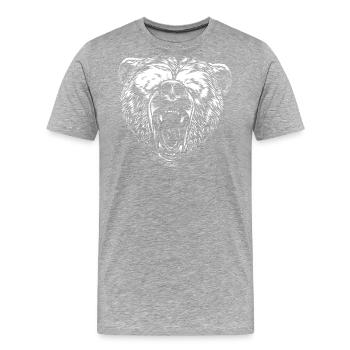 Russischer Bär mit dem Spruch Russische Seele für - Männer Premium Bio T-Shirt - Grau meliert - Vorne - Damien (186cm)