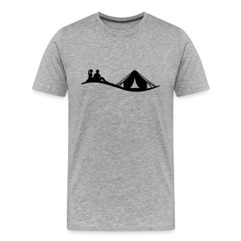 Freizeit - Camping - Männer Premium Bio T-Shirt - Grau meliert - Vorne - Damien (186cm)