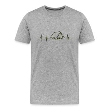 Herzfrequenz Camping - Männer Premium Bio T-Shirt - Grau meliert - Vorne - Damien (186cm)