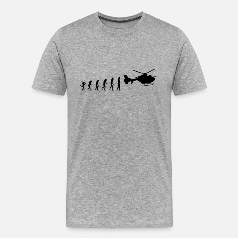 Helikopter Pilot Evolution - Männer Premium Bio T-Shirt - Grau meliert
