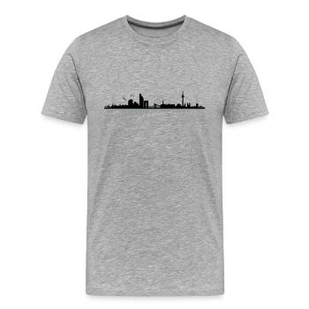 Düsseldorf Skyline - Männer Premium Bio T-Shirt - Grau meliert - Vorne - Damien (186cm)