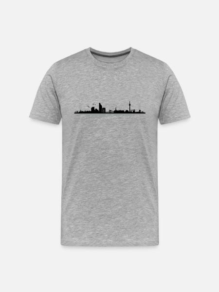 Düsseldorf Skyline - Männer Premium Bio T-Shirt - Grau meliert