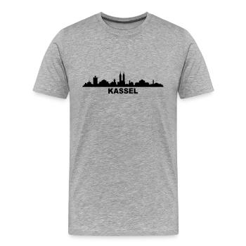 Skyline Kassel - Männer Premium Bio T-Shirt - Grau meliert - Vorne - Damien (186cm)