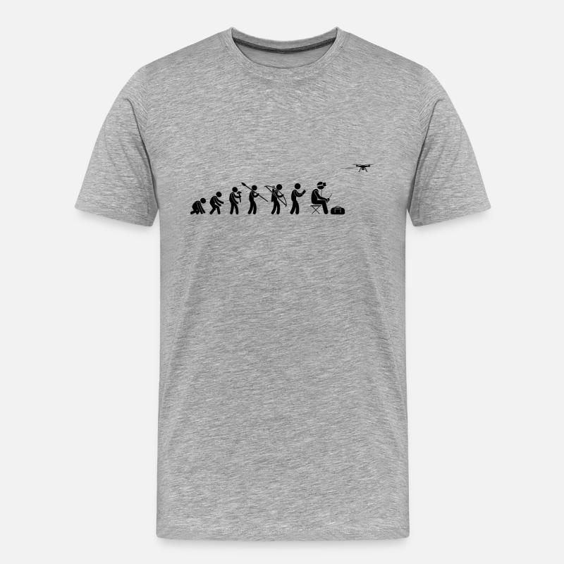 Drohne Evolution - Männer Premium Bio T-Shirt - Grau meliert
