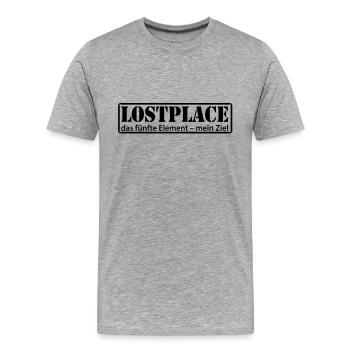 LP-Schild - Männer Premium Bio T-Shirt - Grau meliert - Vorne - Damien (186cm)