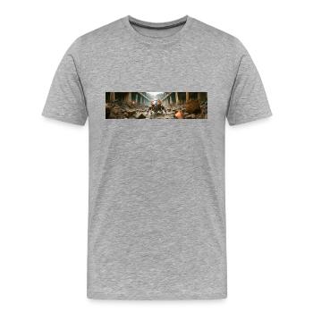 Apokalypse Welt nach der Menschheit Riesenkakerlake - Männer Premium Bio T-Shirt - Grau meliert - Vorne - Damien (186cm)