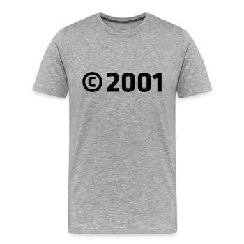 Copyright 2001 - Men's Premium Organic T-Shirt - heather grey - Front - Damien (186cm)