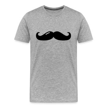 moustache - moustache - barbe - barbe - T-shirt bio Premium Homme - gris chiné - Devant - Damien (186cm)