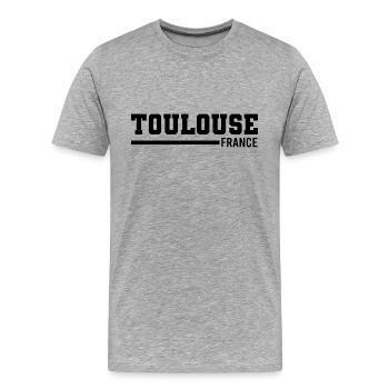Toulouse | Frankreich - Männer Premium Bio T-Shirt - Grau meliert - Vorne - Damien (186cm)