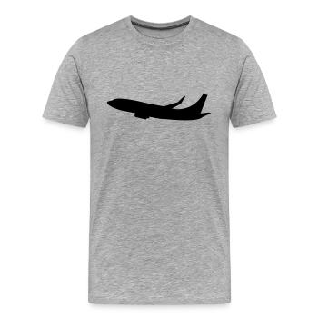 flugzeug - Männer Premium Bio T-Shirt - Grau meliert - Vorne - Damien (186cm)