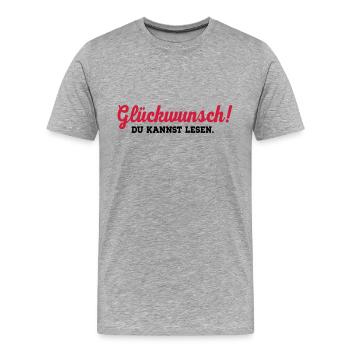 lesen - Männer Premium Bio T-Shirt - Grau meliert - Vorne - Damien (186cm)