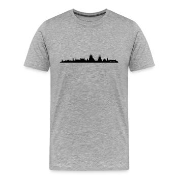 Skyline Erfurt - Männer Premium Bio T-Shirt - Grau meliert - Vorne - Damien (186cm)