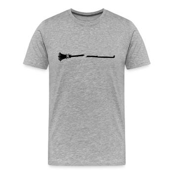 Besen gebrochen 2 - Männer Premium Bio T-Shirt - Grau meliert - Vorne - Damien (186cm)