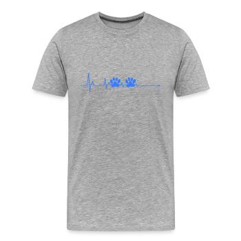 Herzschlag Hundepfote Hund Hundehalter - Männer Premium Bio T-Shirt - Grau meliert - Vorne - Damien (186cm)