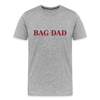 Funny saying: "BAG DAD" - Men's Premium Organic T-Shirt - heather grey - Front - Damien (186cm)