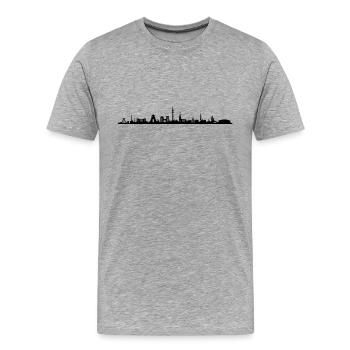 Skyline - Gelsenkirchen - Männer Premium Bio T-Shirt - Grau meliert - Vorne - Damien (186cm)