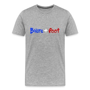 Football alcool humour bière - T-shirt bio Premium Homme - gris chiné - Devant - Damien (186cm)