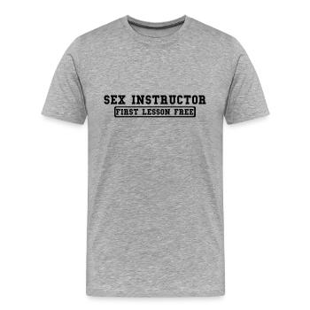 sex instructor - T-shirt bio Premium Homme - gris chiné - Devant - Damien (186cm)