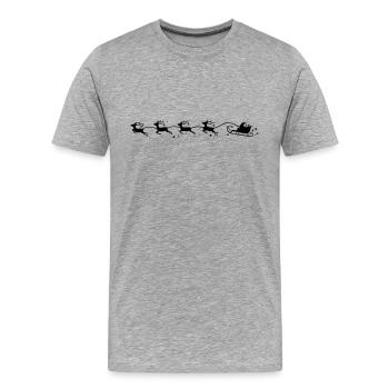 Weihnachten - Schlitten Elche - Männer Premium Bio T-Shirt - Grau meliert - Vorne - Damien (186cm)