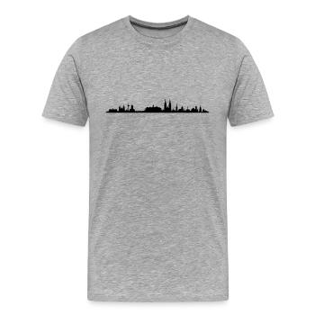 Skyline - Regensburg - Männer Premium Bio T-Shirt - Grau meliert - Vorne - Damien (186cm)
